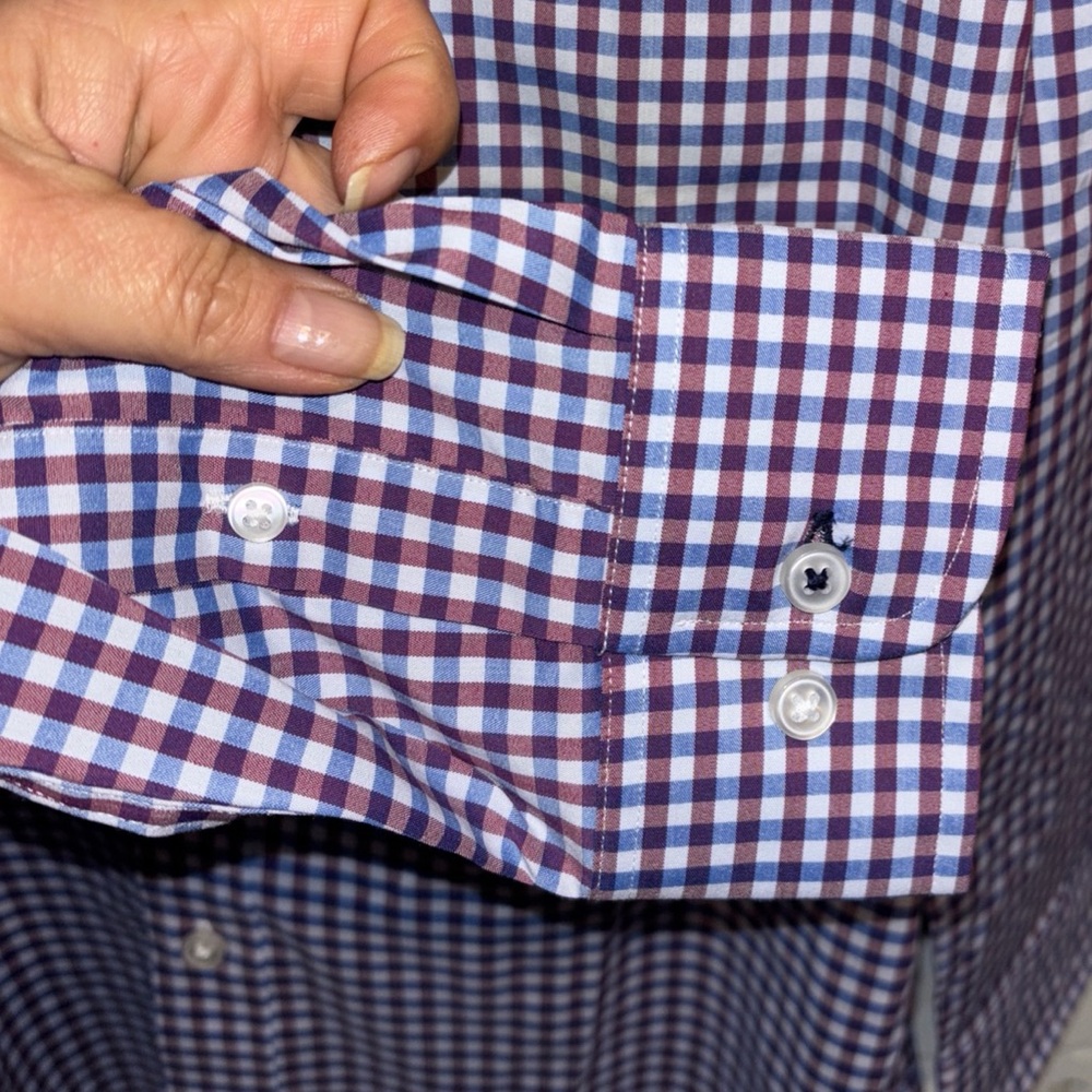 Lucky Brand men’s film fit shirt blue red check button down - Picture 4 of 7